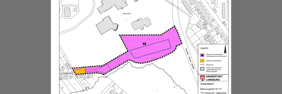 BPlan Nr. 177, Feuerwache Ost, Vorentwurf. Zeichnung: Stadt Lüneburg.