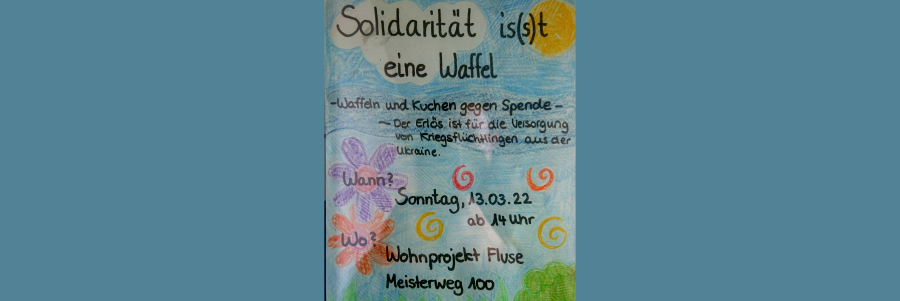 Grafik Wohnprojekt Fluse: Waffeln für die Ukraine.