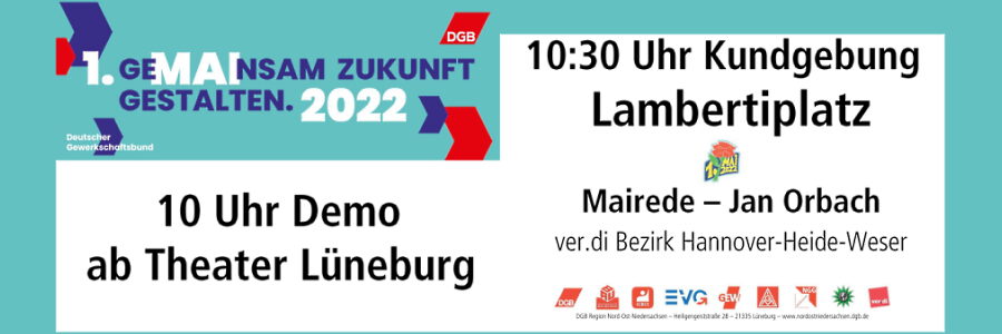 1. Mai in Lüneburg. Grafik: DGB KV Lüneburg/Harburg.