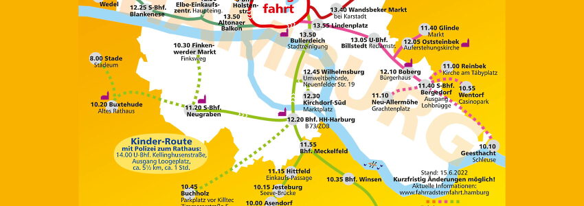Fahrradsternfahrt Hamburg. Garfik: Fahrradsternfahrt Hamburg.