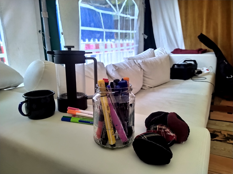 Klimacamp Marienplatz: Blick ins "Wohnzimmer". Foto: Klimacamp.
