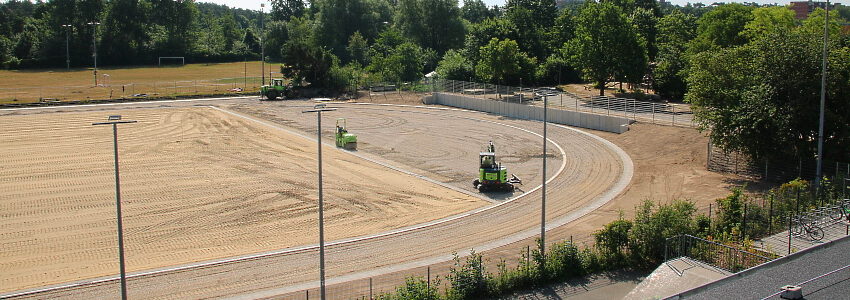 Baustelle Sportplatz Kaltenmooer. Foto: Hansestadt Lüneburg.