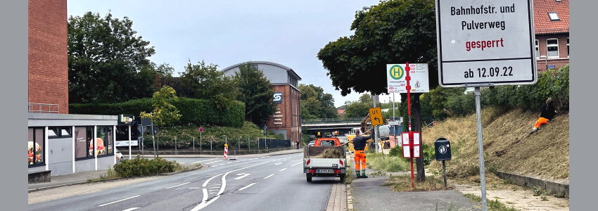 Sperrung Bleckeder Landstraße. Foto: Hansestadt Lüneburg.