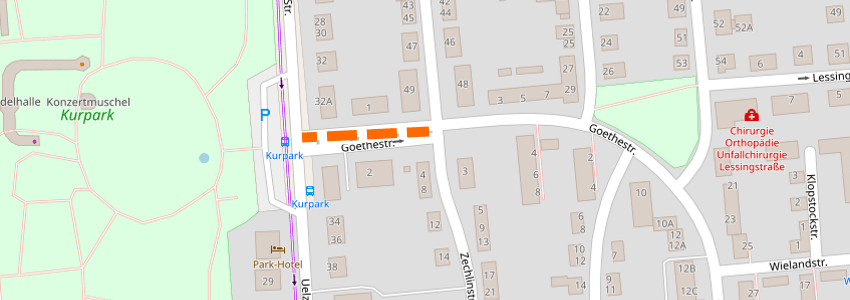Sperrung Goethestraße Lüneburg ab 24.10.2022. Karte: OpenStreetMap Contributors.