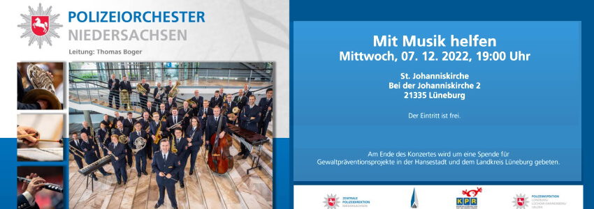 Grafik: Polizeimusikorchester Niedersachsen. Kriminalpräventionsrat Lüneburg.