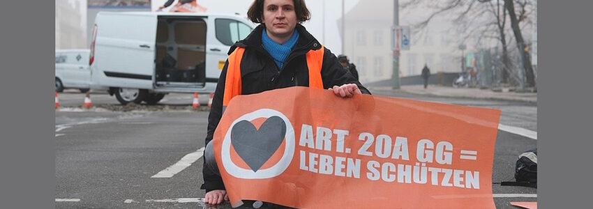 Letzte Generation: Aktionsfoto vom 15.02.2023. Foto: Letzte Generation.