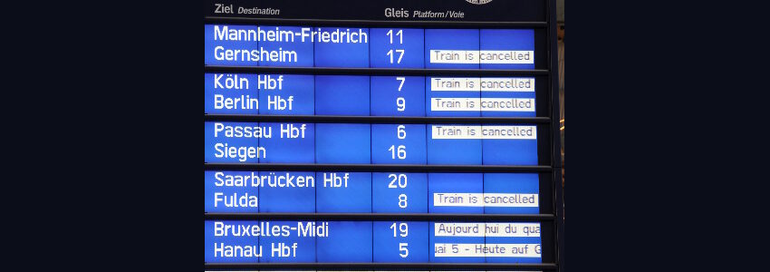 Bahnstreik - Zugausfälle. Foto: rank Wittkowski, Pixabay.