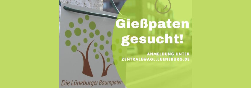 Gießpaten gesucht. Grafik: Hansestadt Lüneburg.
