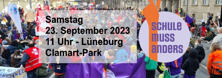 Bildungsdemo am 23.09.2023. Foto: Schule in Not e.V., https://www.schule-muss-anders.de/