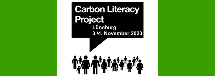 Carbon Literacy Training, 3./4.11.2023 in Lüneburg. Grafik: Sharepic.