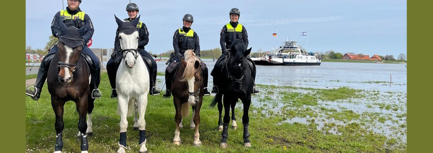 Polizeireiter:innen im Biosphärenreservat "Niedersächsische Elbtalaue", Foto: Polizeiinspektion Lüneburg/Lüchow-Dannenberg/Uelzen