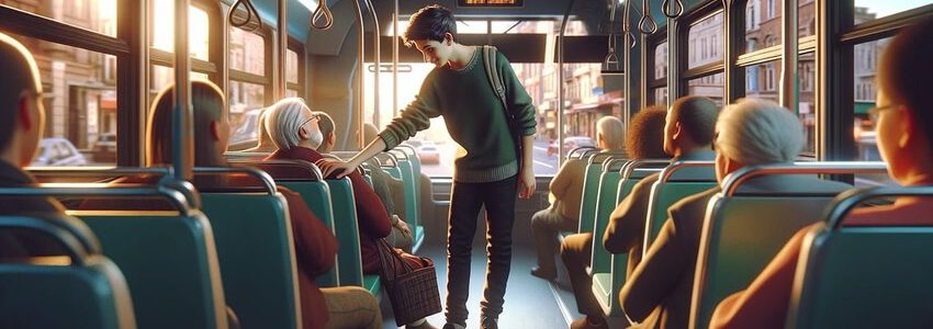 Junge im Bus. Foto: Qiuling Arnett, ai-generated, Pixabay.