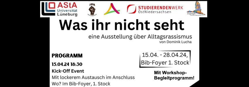 Ausstellung Alltagsrassismus - 15.-28. April 2024, Sharepic (angepasst).
