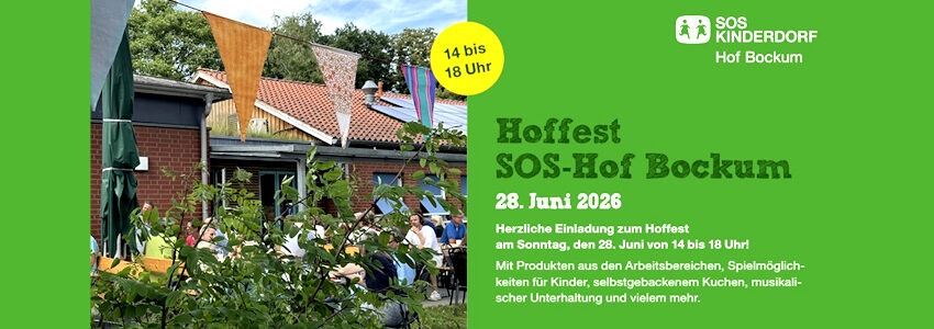 Grafik: Hof Bockum. Hoffest Bockum, 28. Juni 2026.