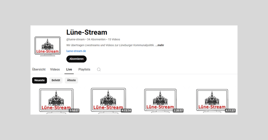 Lüne-Stream bei YouTube: Screenshot.