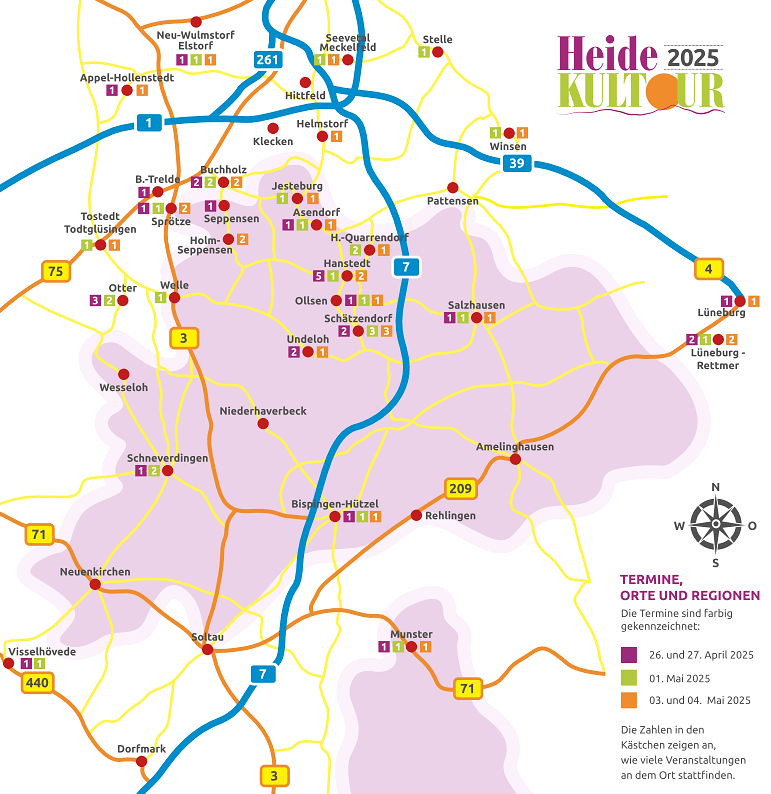 HeideKultour 2025: Termine, Orte, Regionen. Grafik: HeideKultour.
