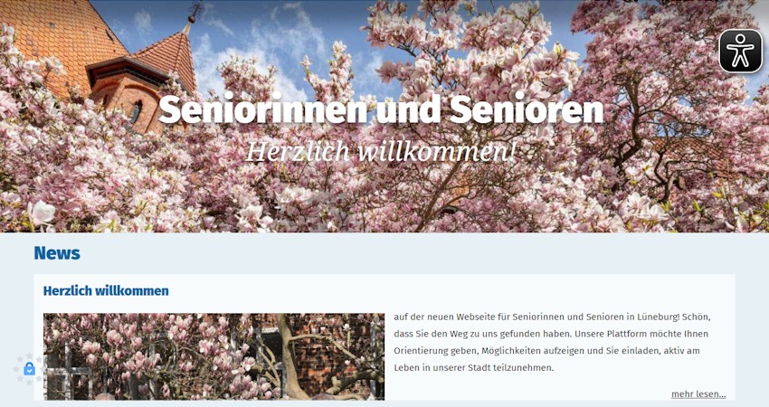 Grafik: Internetseite des Seniorenbeirats Lüneburg - Screenshot.
