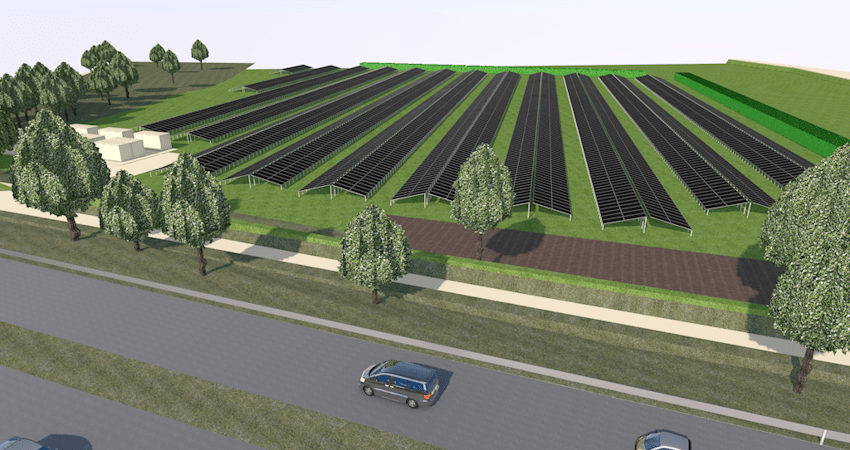 Grafik: Elbe Solar GmbH. Lüneburgs erster Photovoltaik-Freiflächenpark soll auf einer städtischen Fläche an der A39 entstehen.
