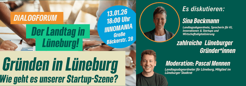 Sharepic (angepasst). Gründen in Lüneburg. Veranstaltung mit Pascal Mennen am 13.01.2026.
