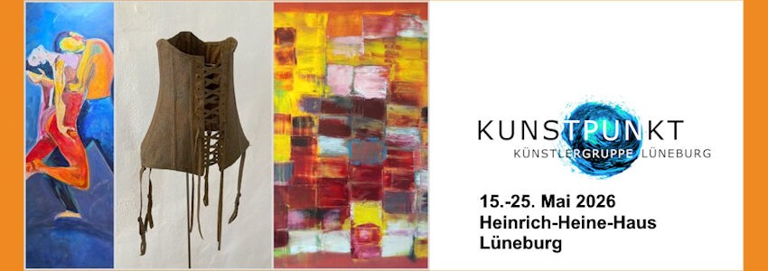 Grafik/Zusammenstellung: Künstlergruppe Kunstpunkt. Bilder von (von links): Michael Kaczmarek, Heike Engler, Christopher Fuchs. Ausstellung Mai 2026.