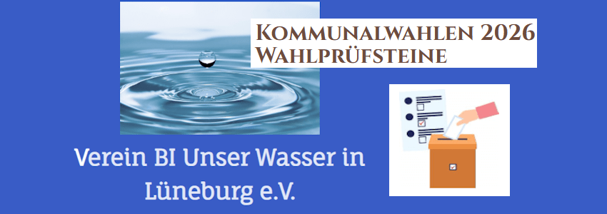 Grafik: BI Unser Wasser Lüneburg e.V. Wahlprüfsteine zur Kommunalwahl 2026.