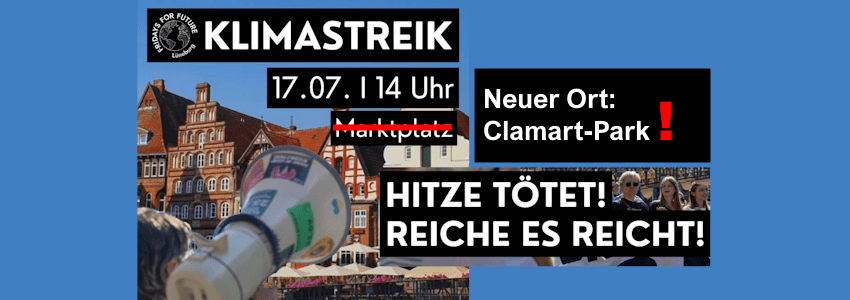 Grafik: Fridays for Future, Sharepic (angepasst). Klimastreik am 17. Juli 2026.