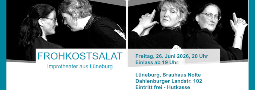 Grafik: Frohkostsalat. Auftritt im Brauhaus Nolte, 26. Juni 2026.